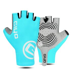 Men's And Women's Fashion Simple Cycling Gloves (Option: Light Blue-M)