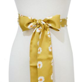 Women's Silk Little Daisy Lace Bow Decoration Silk Belt (Option: Yellow Little Daisy-175CM)