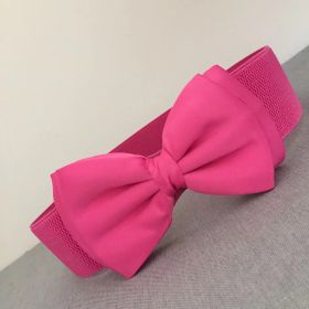 Women's Elastic Belt Bow Elastic Waist Seal (Option: Bow Elastic Rose Red)