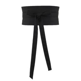 Cotton And Linen Waist Wrap Lace-up Dress Accessories (Option: Black-15cm)