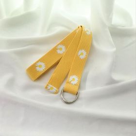 Belt Lady's Flower Canvas Fashion Simple Belt (Option: Yellow-110cm)