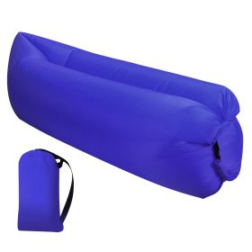 Inflatable Lounger Air Sofa Lazy Bed Sofa Portable Organizing Bag Water Resistant for Backyard Lakeside Beach Traveling Camping Picnics (Color: royal blue)