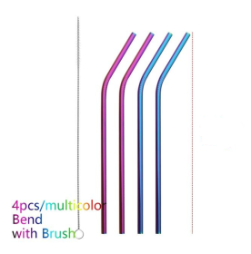 Colourful Reusable Stainless Steel Straws (Color: Multicolor, style: BEND)