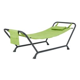 Polyester Hammock with Stand and Pillow, Brown 90.55"L x 38"W x 32"H (Material: steel, Color: Green)