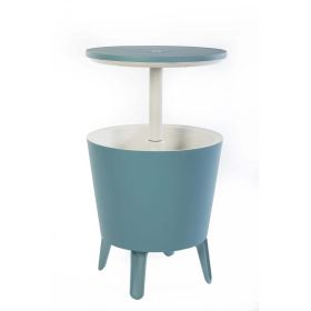 Modern Cool Bar and Side Table, Outdoor Patio Furniture with 7.5 Gallon Beer and Wine Cooler, Gray (Color: Teal)