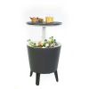 Modern Cool Bar and Side Table, Outdoor Patio Furniture with 7.5 Gallon Beer and Wine Cooler, Gray