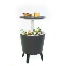 Modern Cool Bar and Side Table, Outdoor Patio Furniture with 7.5 Gallon Beer and Wine Cooler, Gray (Color: Gray)