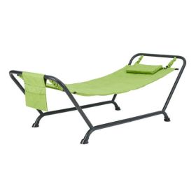 Belden Park Polyester Hammock with Stand and Pillow for Outdoor , Multi color (Color: Green)