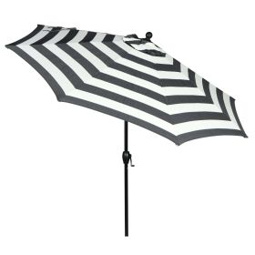 Outdoor 9' Grey Round Crank Premium Patio Umbrella (Color: IBIZA STRIPE)