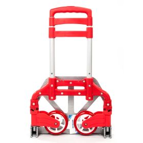 Portable Aluminium Cart Folding Dolly Push Truck Hand Collapsible Trolley Luggage Purple (Color: Red)