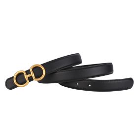 Women's Leather Smooth Buckle Belt (Option: Black-100cm)