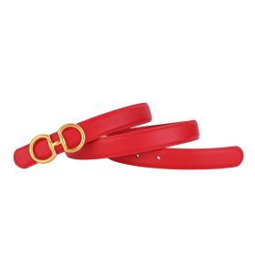 Women's Leather Smooth Buckle Belt (Option: Red-100cm)