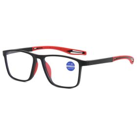 Men's And Women's Fashion Anti-blue Light Sports Anti-slip Glasses (Option: 350 Degrees-Black Frame With Red Legs)