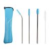 5pcs Set Stainless Steel Straws; Reusable Metal Straws With Silicone Tips; Sturdy Bent Straight Drinks Straw; Food Grade Straw; With 3pcs Straws; 1pc