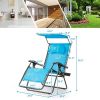 Folding Recliner Lounge Chair with Shade Canopy Cup Holder