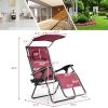 Folding Recliner Lounge Chair with Shade Canopy Cup Holder