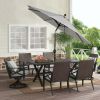 Outdoor 9' Grey Round Crank Premium Patio Umbrella