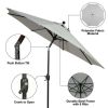 Outdoor 9' Grey Round Crank Premium Patio Umbrella