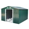 9.1' x 10.5' Galvanized Steel Storage Shed Sliding Door Tool Shack with 4 Vents & Metal Floor