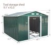 9.1' x 10.5' Galvanized Steel Storage Shed Sliding Door Tool Shack with 4 Vents & Metal Floor