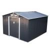 9.1' x 10.5' Galvanized Steel Storage Shed Sliding Door Tool Shack with 4 Vents & Metal Floor