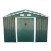 9.1' x 10.5' Galvanized Steel Storage Shed Sliding Door Tool Shack with 4 Vents & Metal Floor