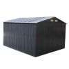 9.1' x 10.5' Galvanized Steel Storage Shed Sliding Door Tool Shack with 4 Vents & Metal Floor