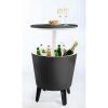 Modern Cool Bar and Side Table, Outdoor Patio Furniture with 7.5 Gallon Beer and Wine Cooler, Gray