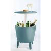 Modern Cool Bar and Side Table, Outdoor Patio Furniture with 7.5 Gallon Beer and Wine Cooler, Gray