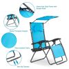 Folding Recliner Lounge Chair with Shade Canopy Cup Holder