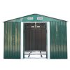 9.1' x 10.5' Galvanized Steel Storage Shed Sliding Door Tool Shack with 4 Vents & Metal Floor