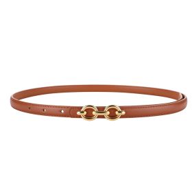 Black Versatile Leather Small Belt (Color: Brown)