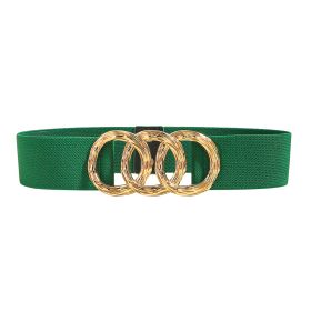 Ladies Belt High Sense Decoration With Suit Dress With Coat Geometric Circle Buckle Wide Belt (Color: Green)