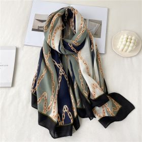 Striped Chain Scarf Autumn And Winter Long Large Size Simple Color Matching Shawl (Option: Black Edge-180x90cm)