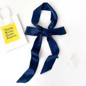 Solid Color Thin Narrow Long Decorative Ribbon Female Fashion (Option: CT117Navy)