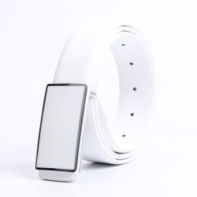 Casual Smooth Buckle White Belt (Option: Silver Edge-110cm)