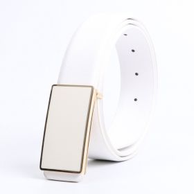 Casual Smooth Buckle White Belt (Option: Golden Edge-125cm)