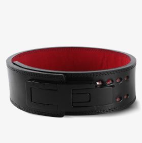 Fitness Belt Squat Hard Pull Weightlifting Cowhide Men And Women (Option: Outside Black Inside Red-XL)