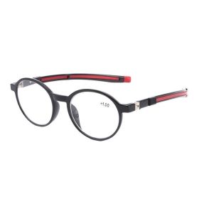 Magnetic Strap Portable Retractable Reading Glasses (Option: 350-Black Frame Red Rope)