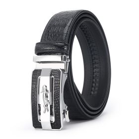 Men's Crocodile Belt Alloy Comfort Click Belt (Option: Crocodile Silver-125cm)